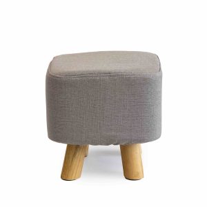 Grey stool with wooden legs