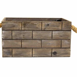Brick accent crate with rope handles