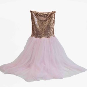 Pastel pink & rosegold sequenced chair cover