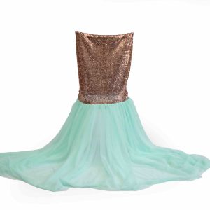 Mint green & rosegold sequenced chair cover